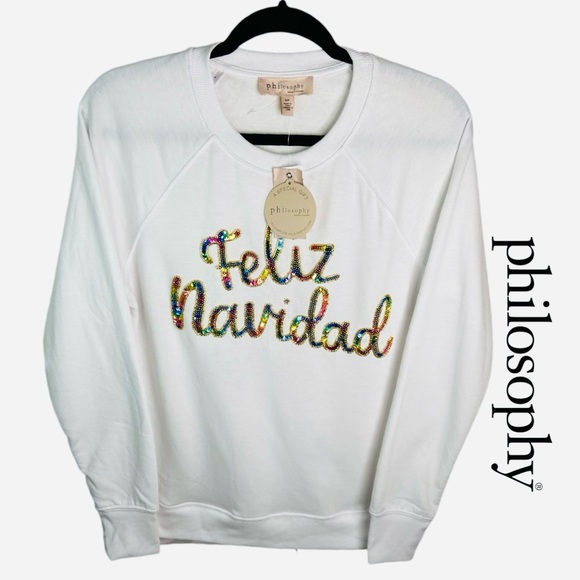 Philosophy Tops - PHILOSOPHY Feliz Navidad Holiday Sweatshirt Women’s Size Small/Petite